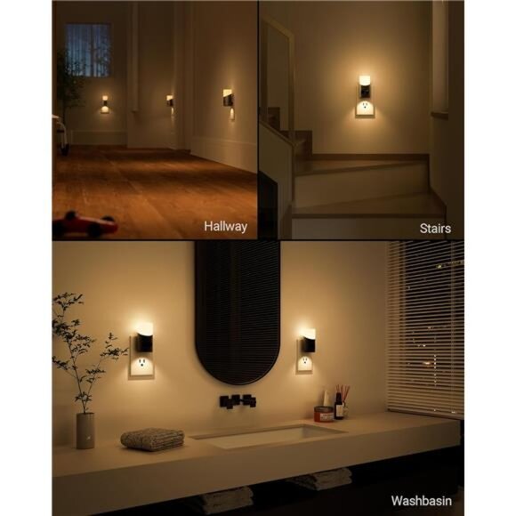 LED Night Lights Plug into Wall with Motion Sensor, 1-150LM Dimmable Plug-in - Picture 5 of 7
